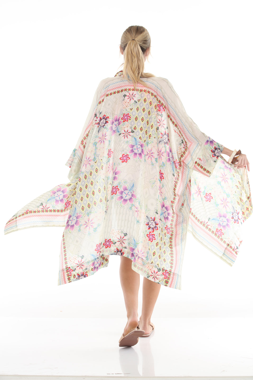 Nataly Kimono Printed | White - back alt