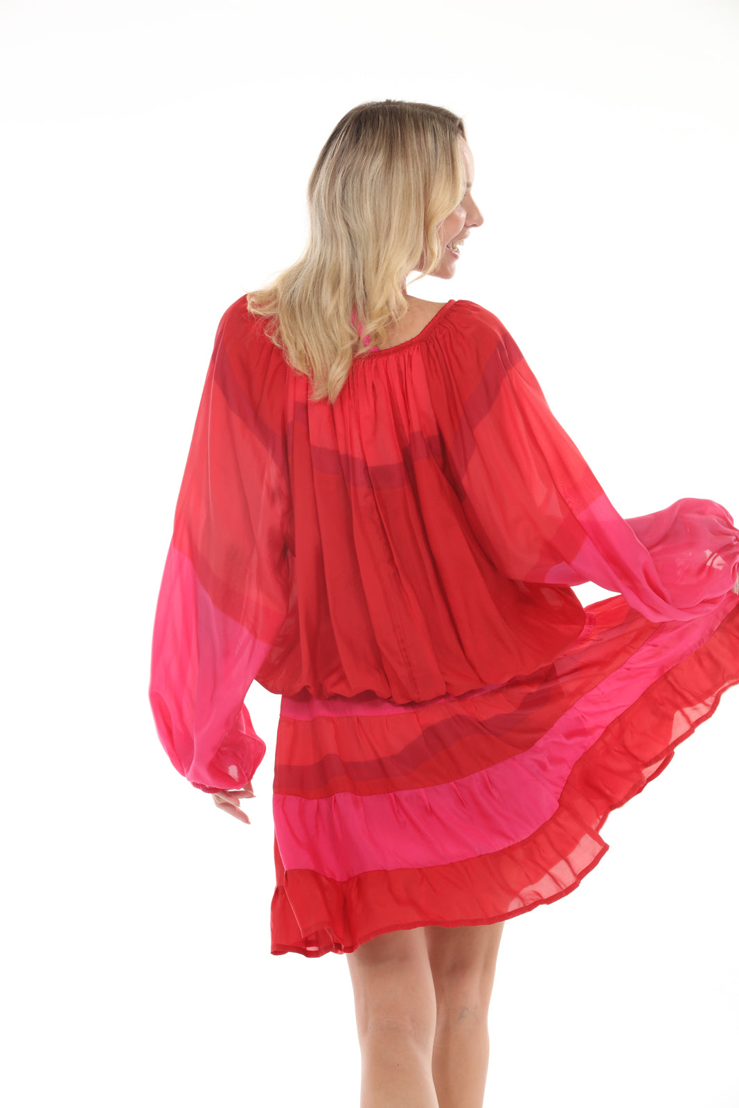 Peasant Top | Red/Pink - back closeup