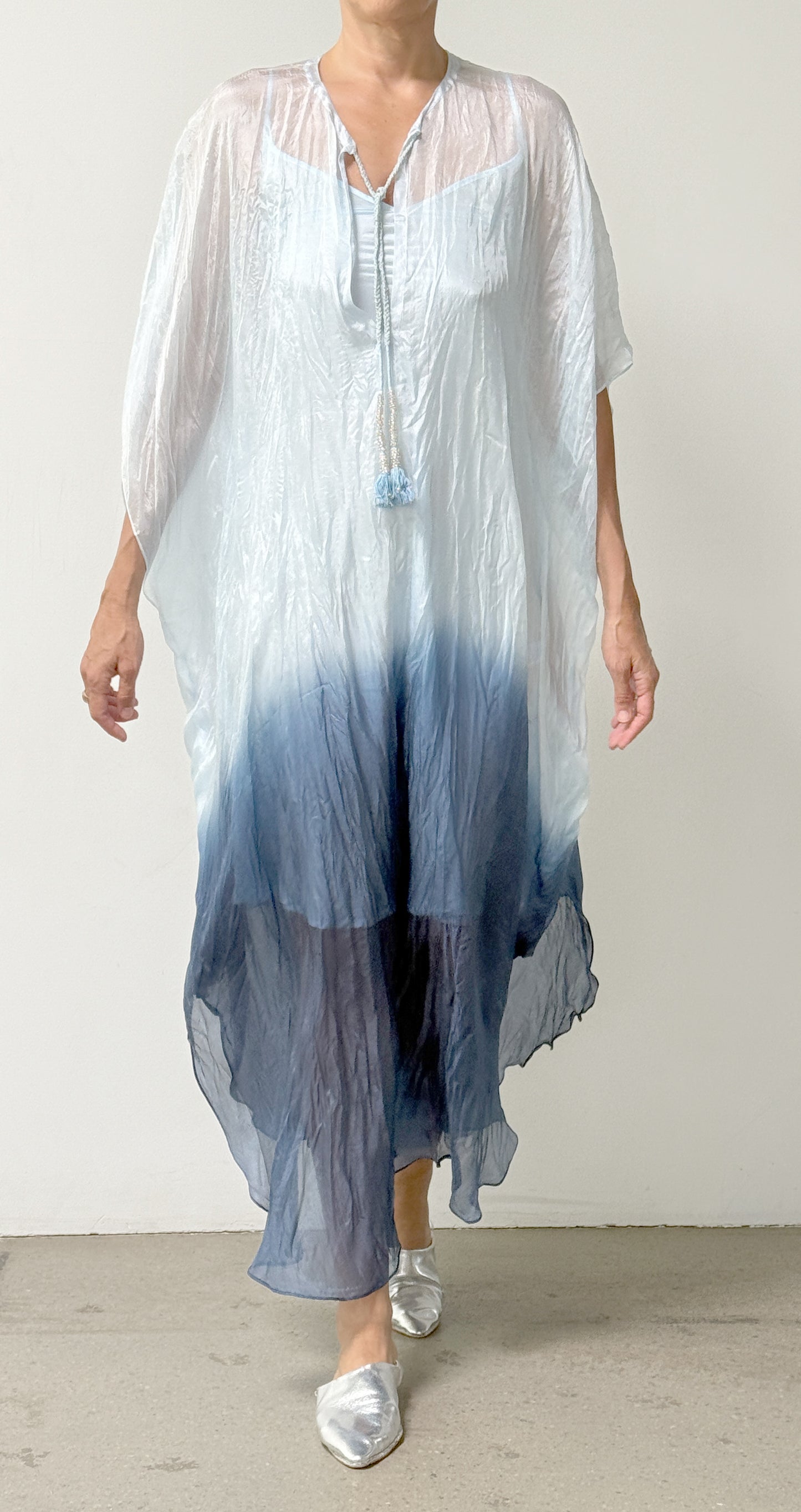 ZANNA CRINKLE DIP DYE Caftan | French Blue