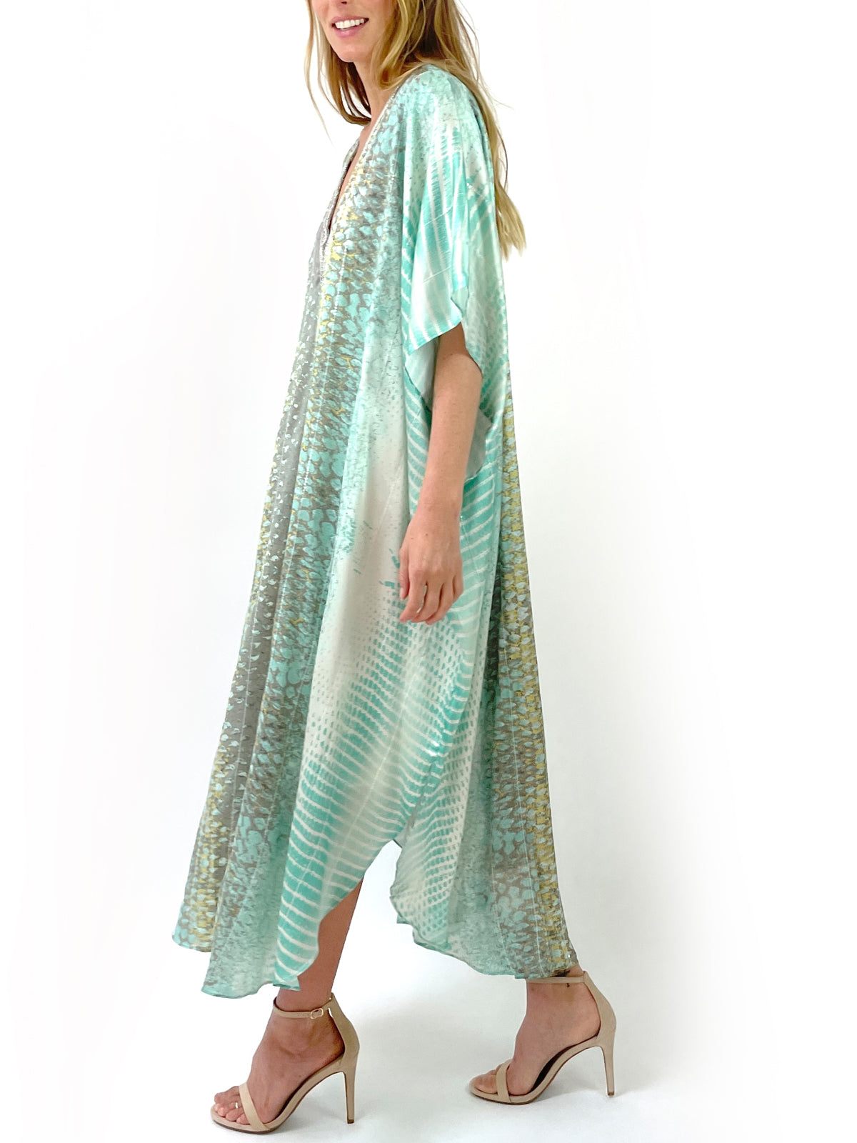 Abigail Silk Caftan | Turquoise