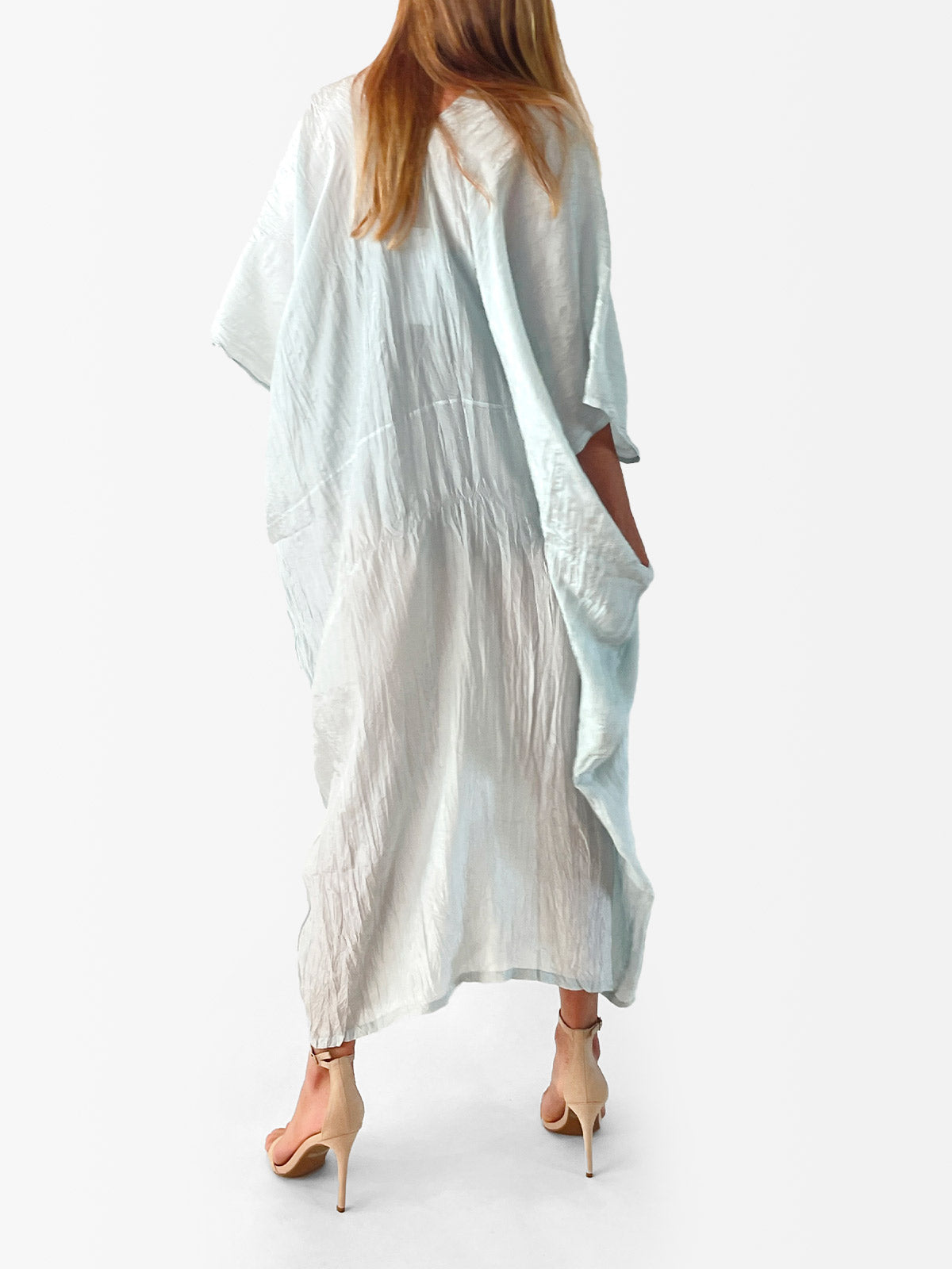 VACANCES Rae Silk Caftan Cloud back