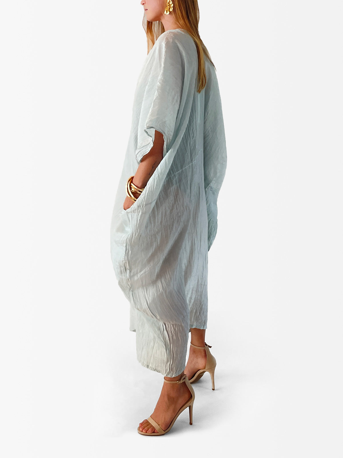 VACANCES Rae Silk Caftan Cloud side