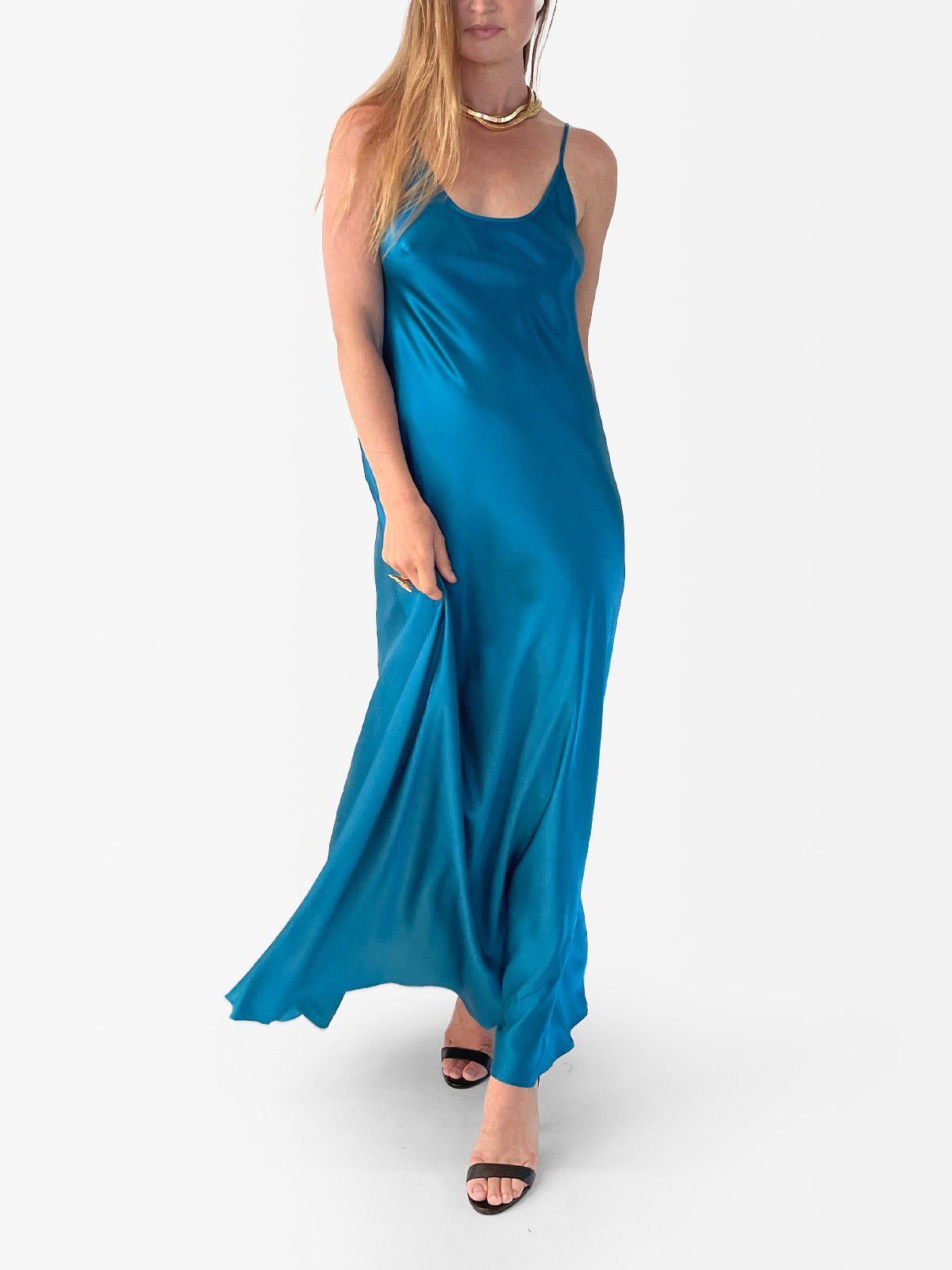 Silk Charmeuse Maxi Dress | Jewel Turquoise Silk Charmeuse Maxi Dress | Jewel Turquoise