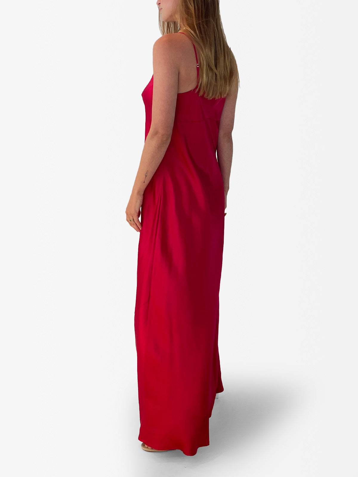 VACANCES Silk Charmeuse Maxi Dress back