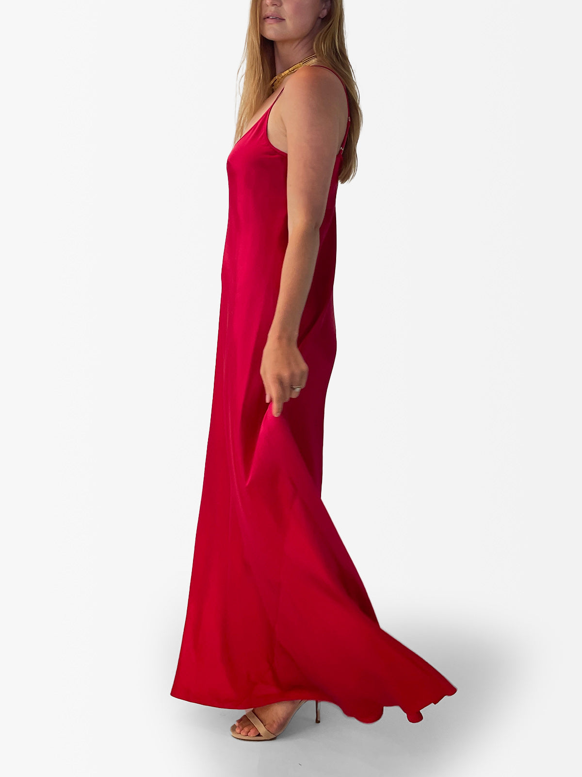 VACANCES Silk Charmeuse Maxi Dress side