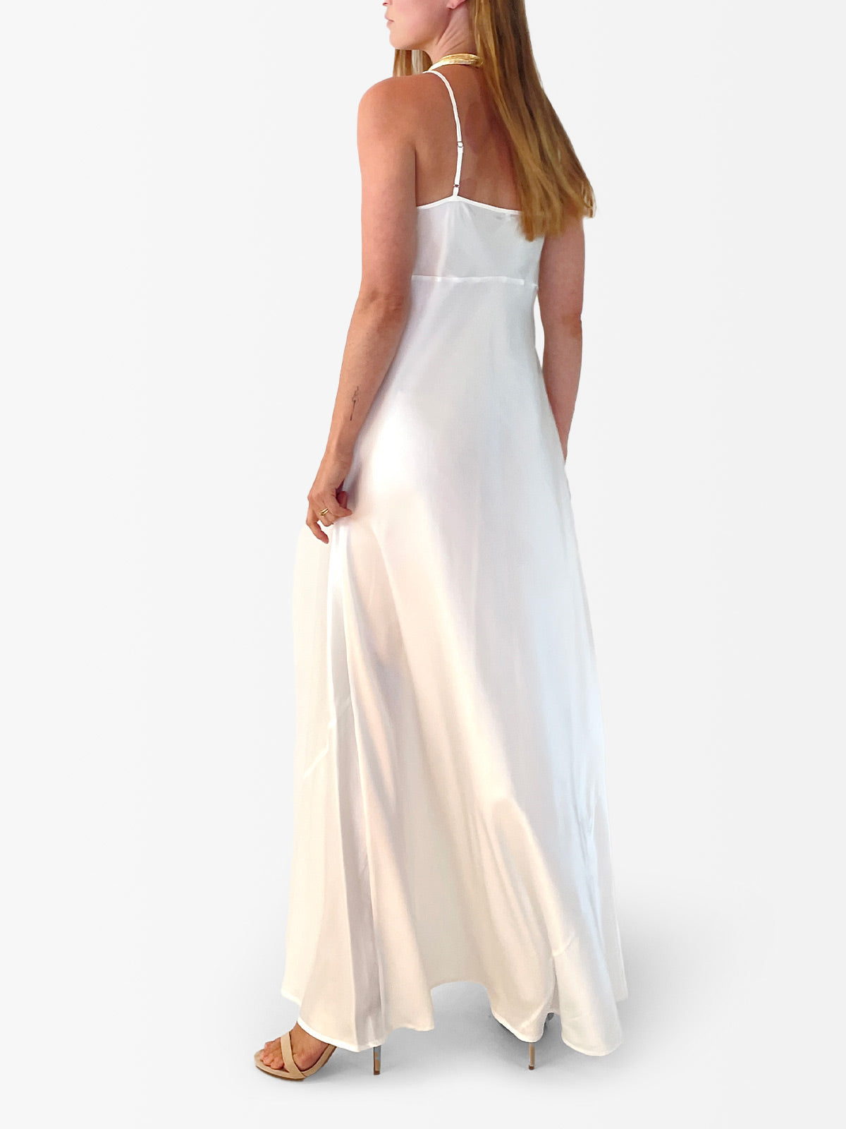VACANCES Silk Charmeuse Maxi Dress back