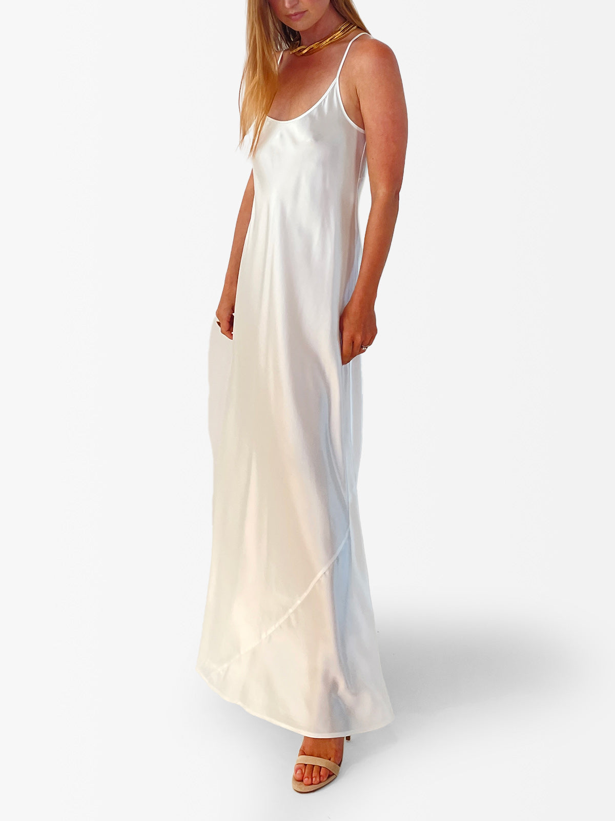 VACANCES Silk Charmeuse Maxi Dress side