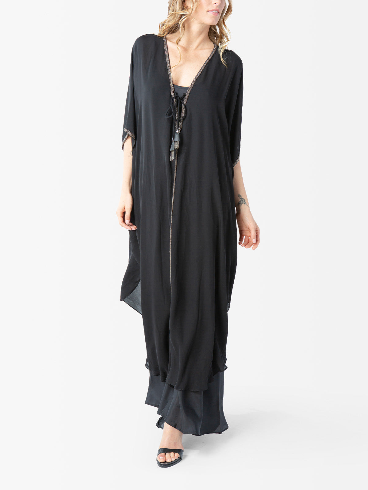 Angler Silk Evening Dress | Black Angler Silk Evening Dress | Black