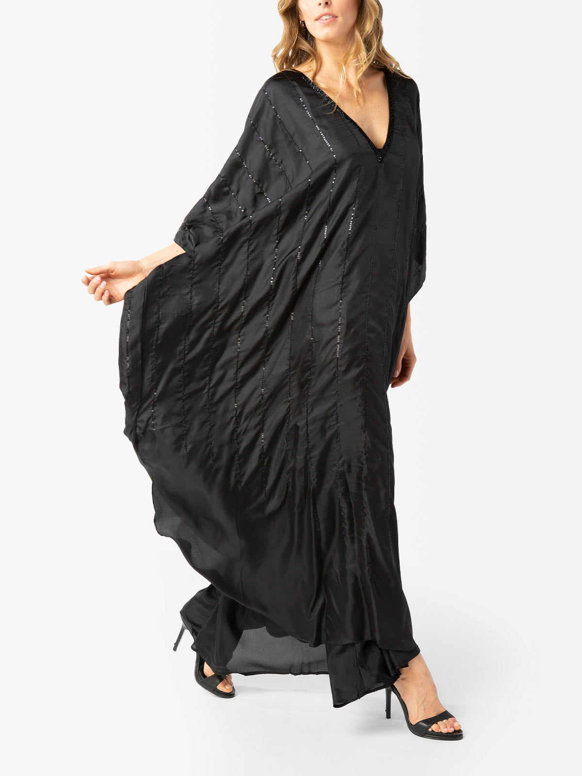 VACANCES Danielle Black Evening Caftan Dress Side