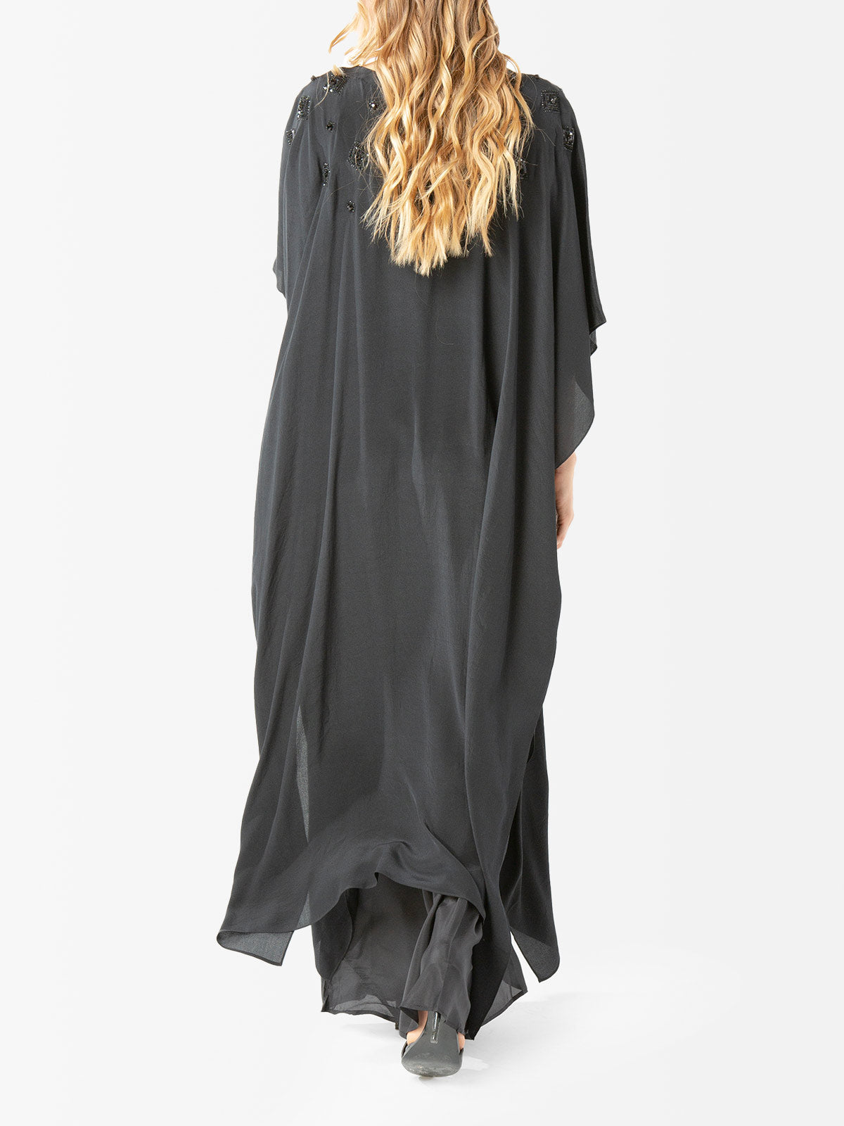 VACANCES Estrella Black Evening Caftan Dress back