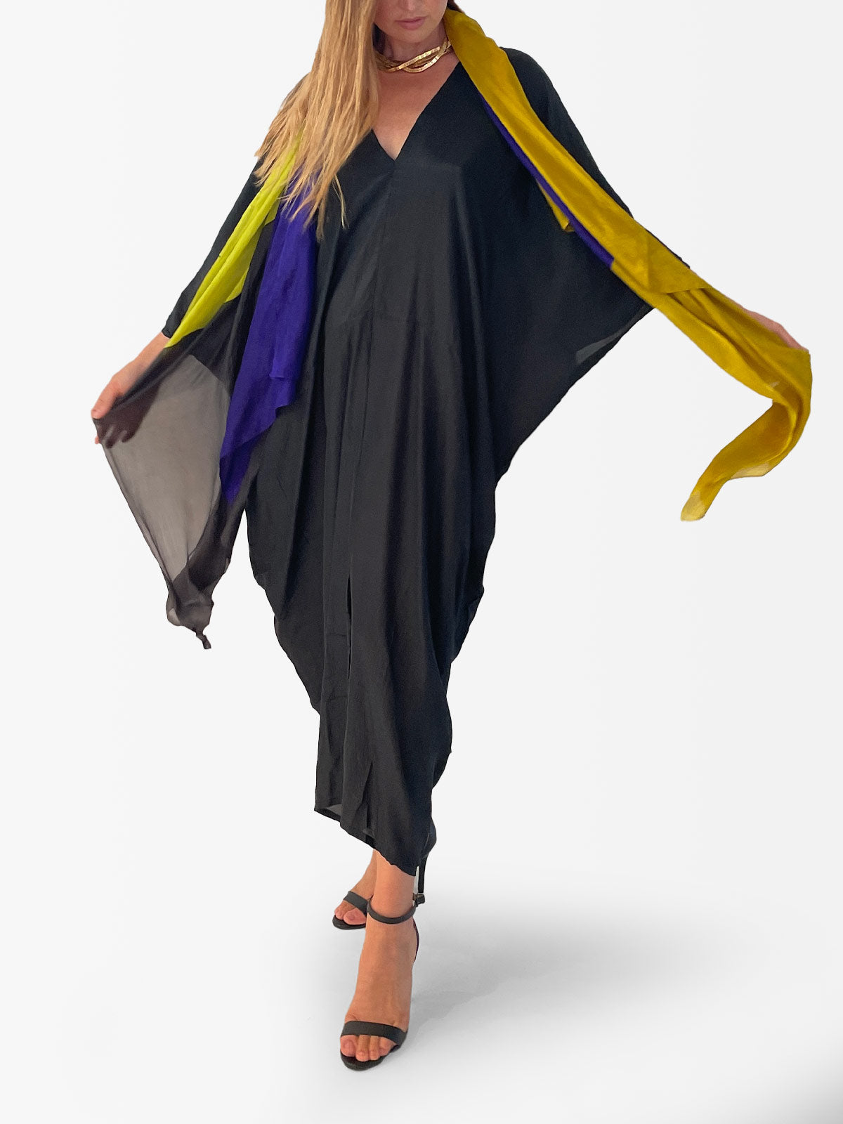 VACANCES Pareo Black Mustard Purple front
