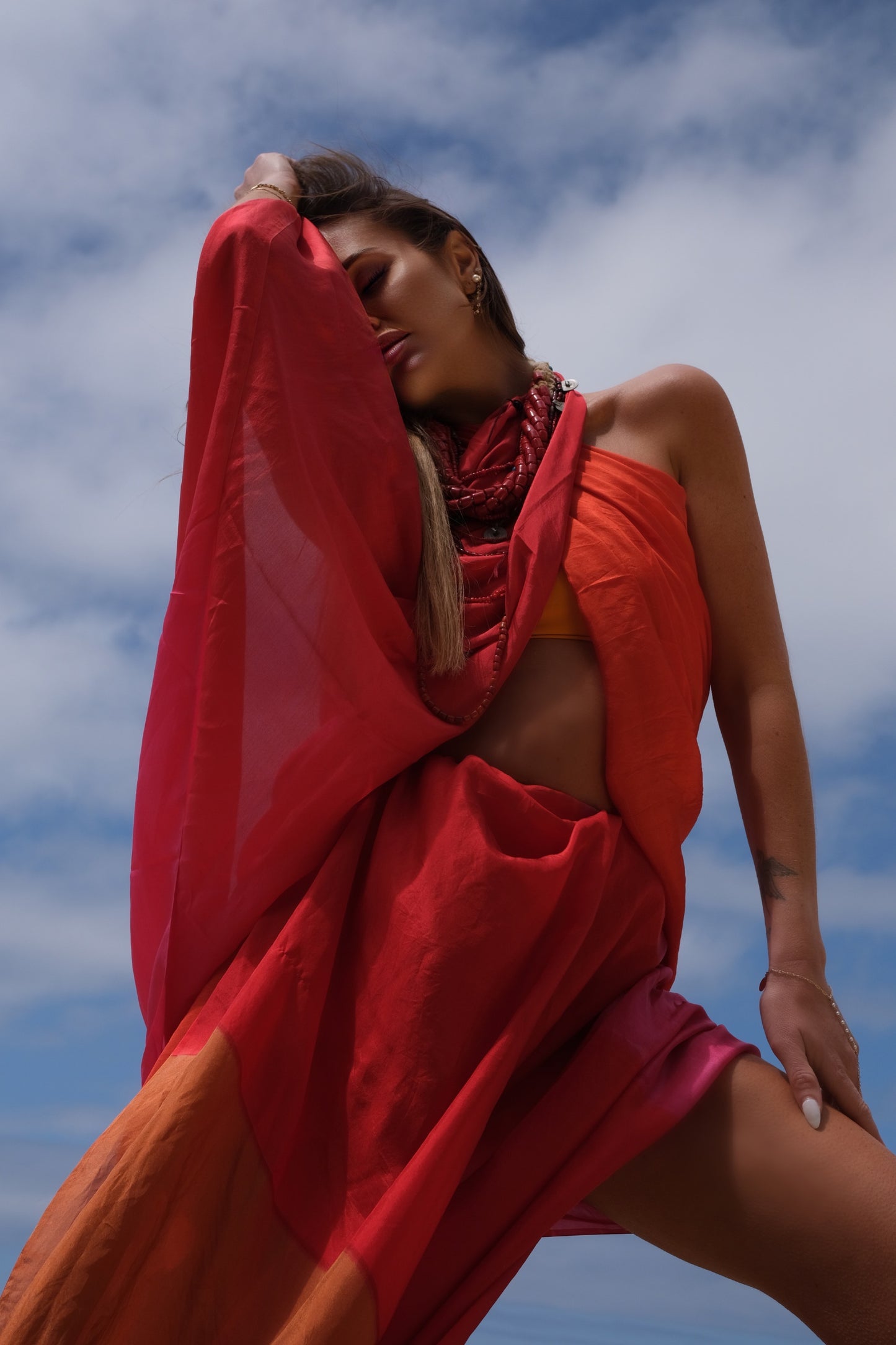 Silk Pareo | Poppy/Rose/Orange