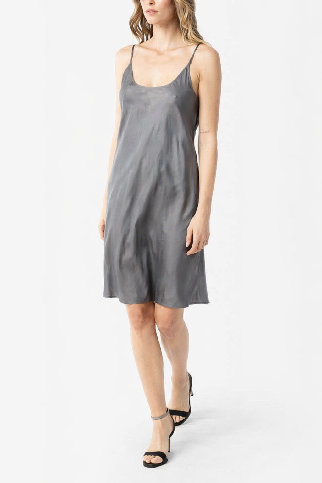 Short Silk Slip Dress | Grey