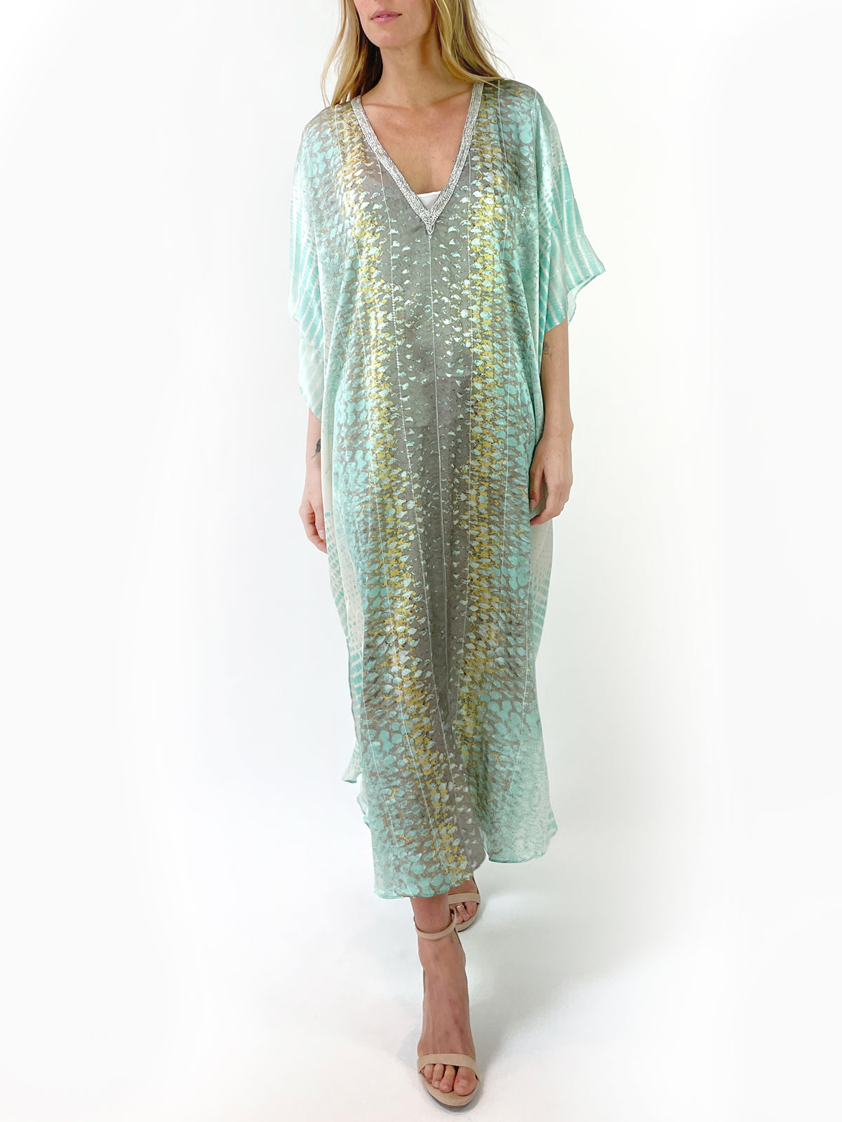 Abigail Silk Caftan | Turquoise