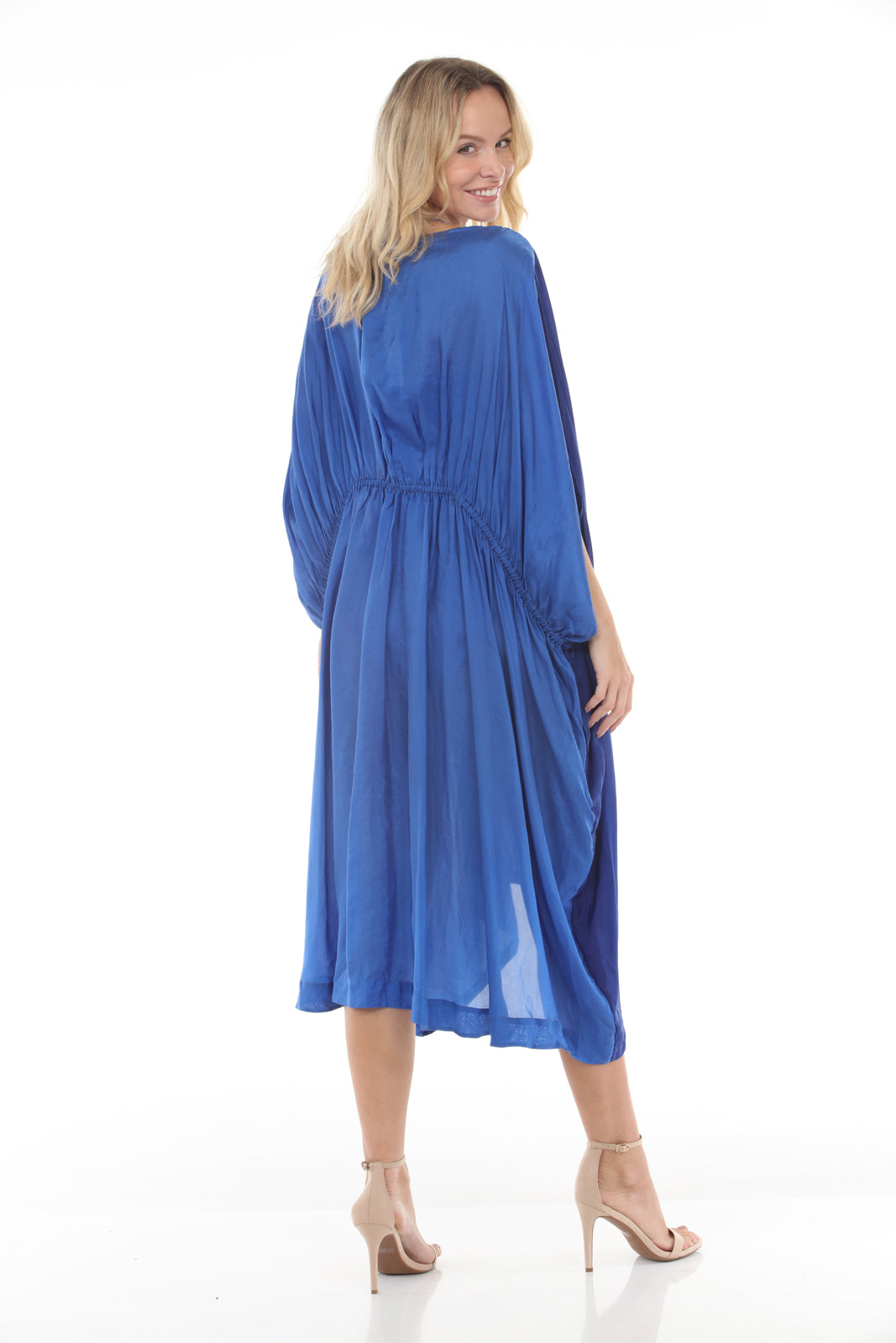 Azita Silk Caftan | Moroccan Blue/Royal Blue back