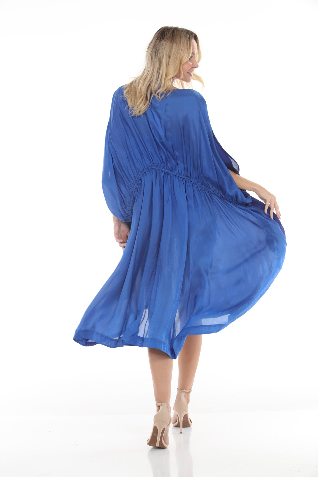 Azita Silk Caftan | Moroccan Blue/Royal Blue back alt