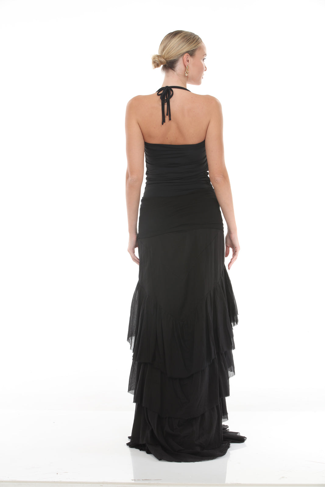 Cascade Ruffle Skirt | Black - back