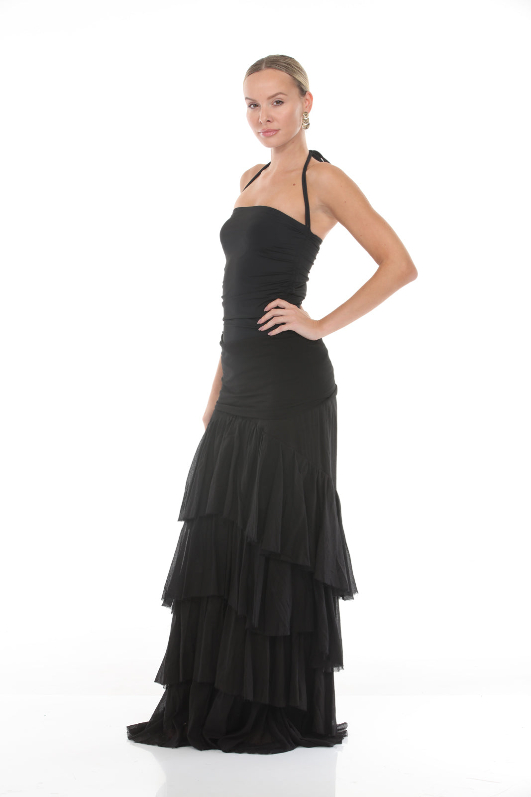 Cascade Ruffle Skirt | Black - side