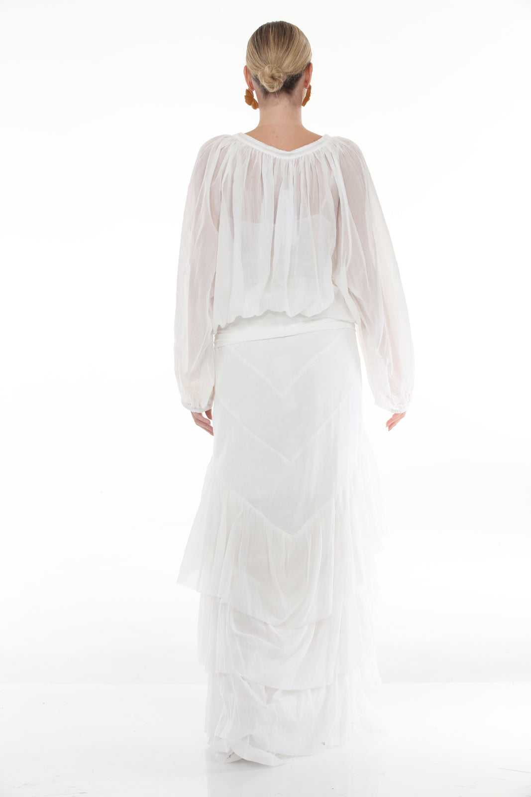 Cascade Ruffle Skirt | White - back