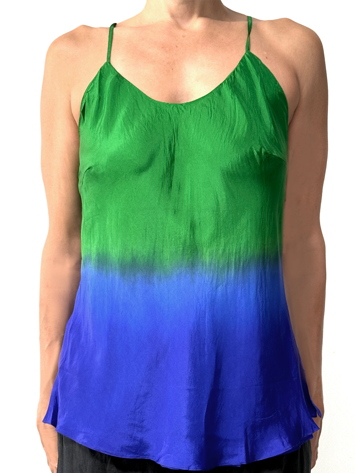 Double Layer Silk Cami | Green/Blue