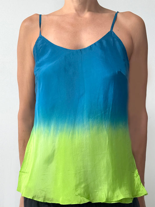 Double Layer Silk Cami | Sea Blue/Lime
