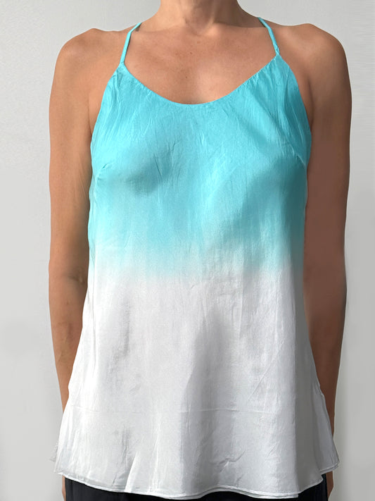 Double Layer Silk Cami | Turquoise/Cloud