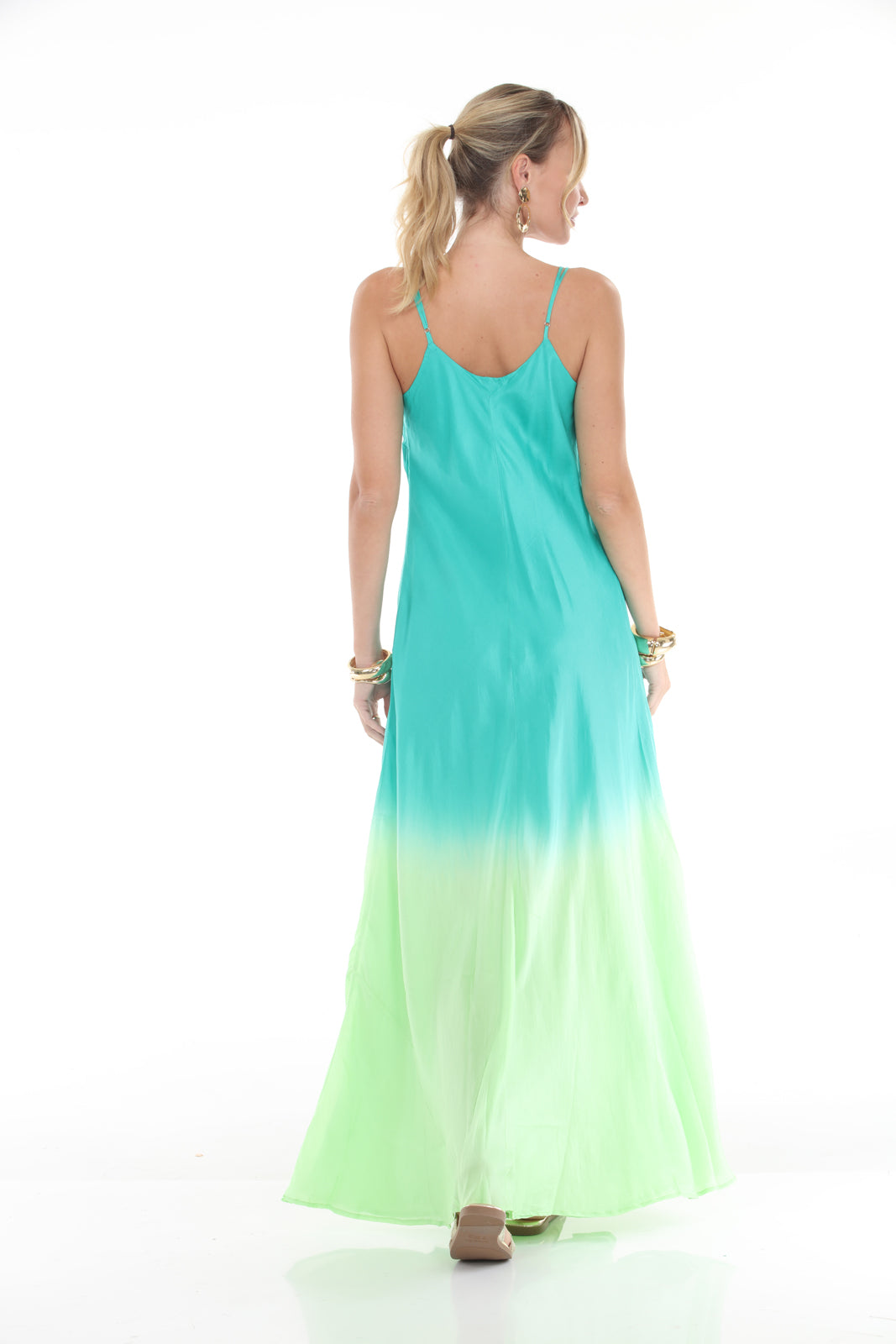 Double Layer Silk Slip Dress - Dip Dye - back