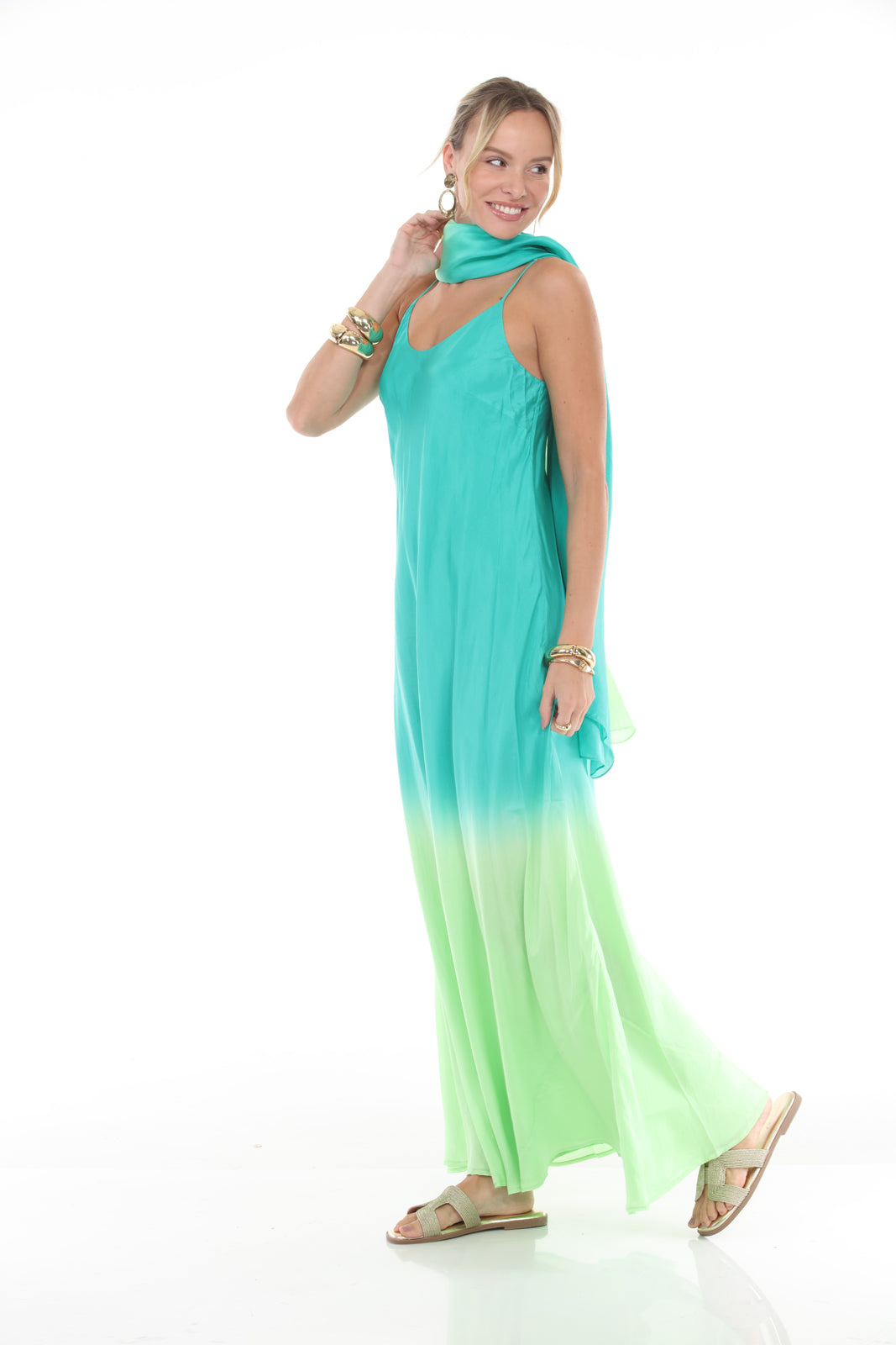 Double Layer Silk Slip Dress - Dip Dye - side