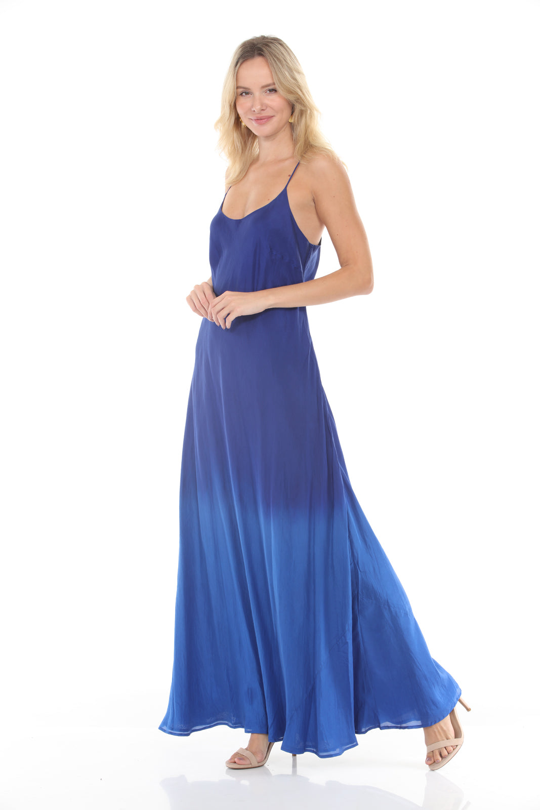 Double Layer Silk Slip Dress Dip Dye