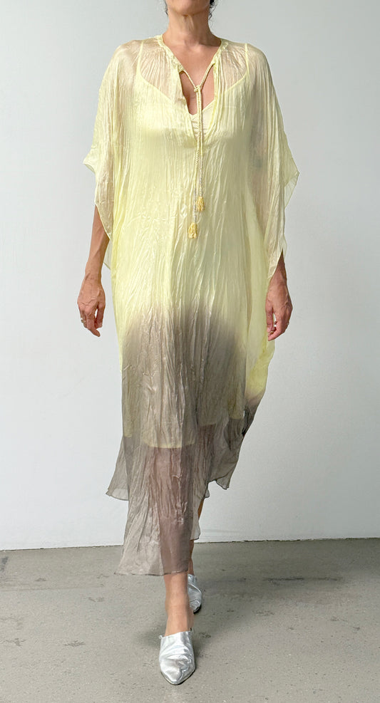 ZANNA CRINKLE DIP DYE Caftan | Yellow