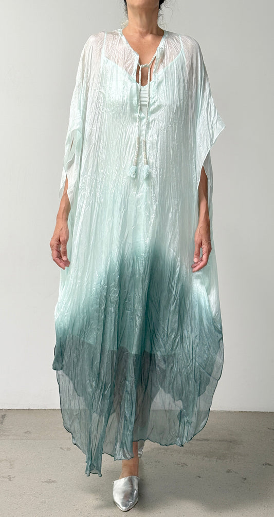 ZANNA CRINKLE DIP DYE Caftan | Turquoise