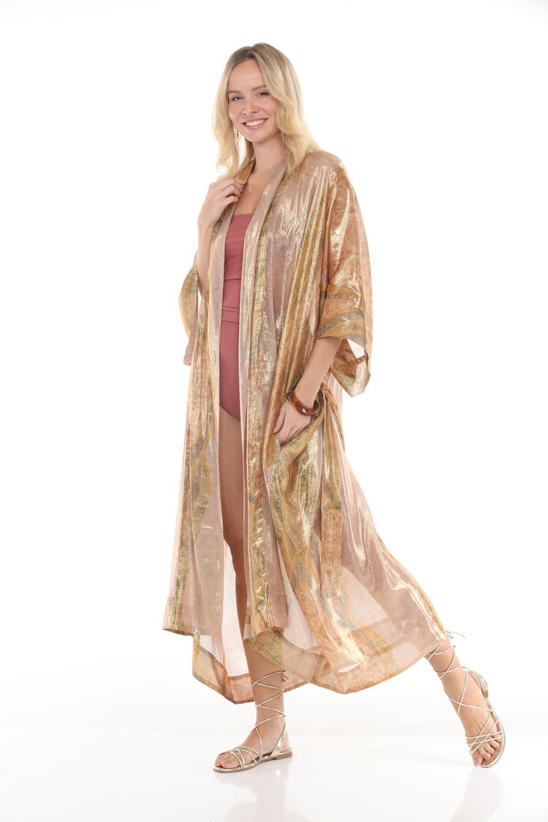 Kimono Printed Lurex | Blush - side
