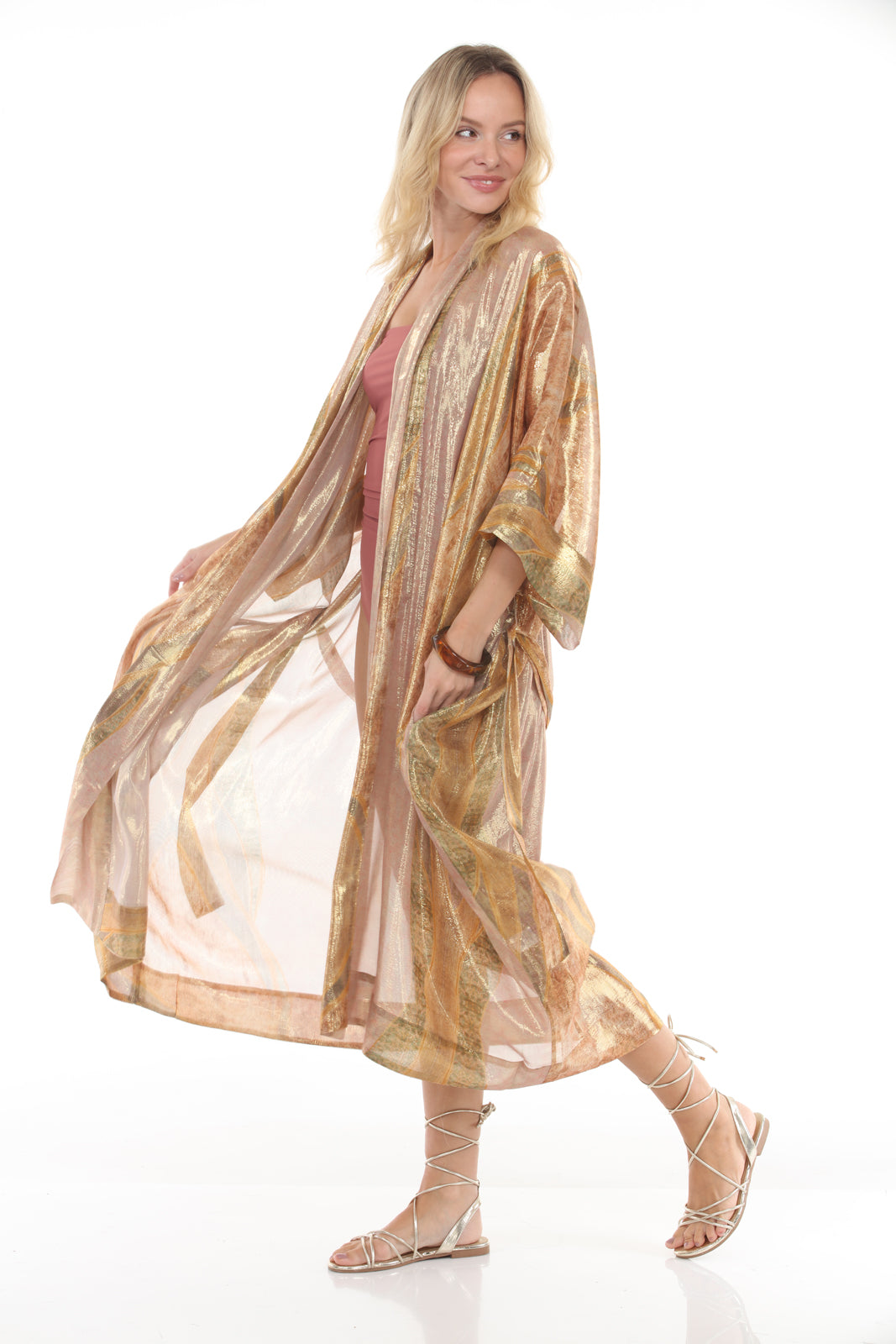 Kimono Printed Lurex | Blush - side alt