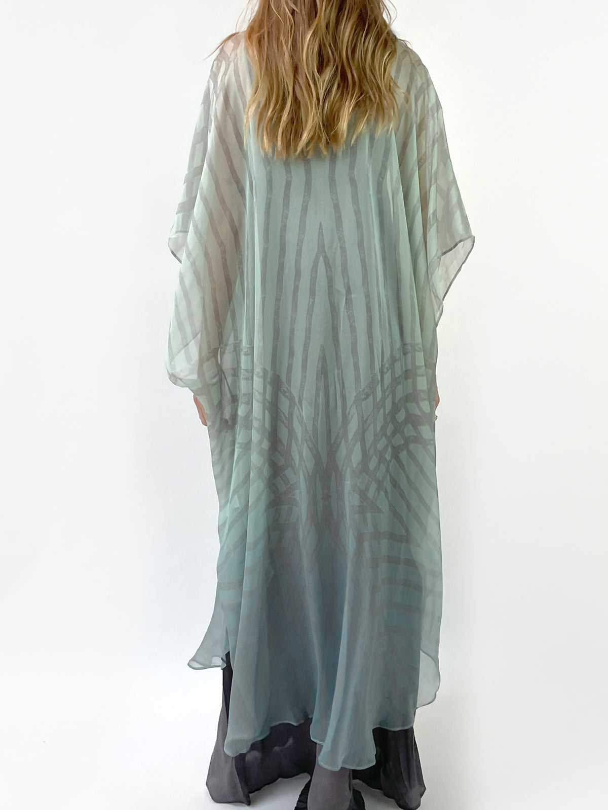 Luna Silk Caftan | Green - Back