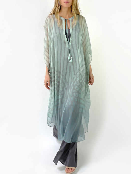 Luna Silk Caftan | Green - Front