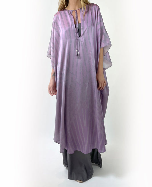 Luna Silk Caftan | Violet - Front