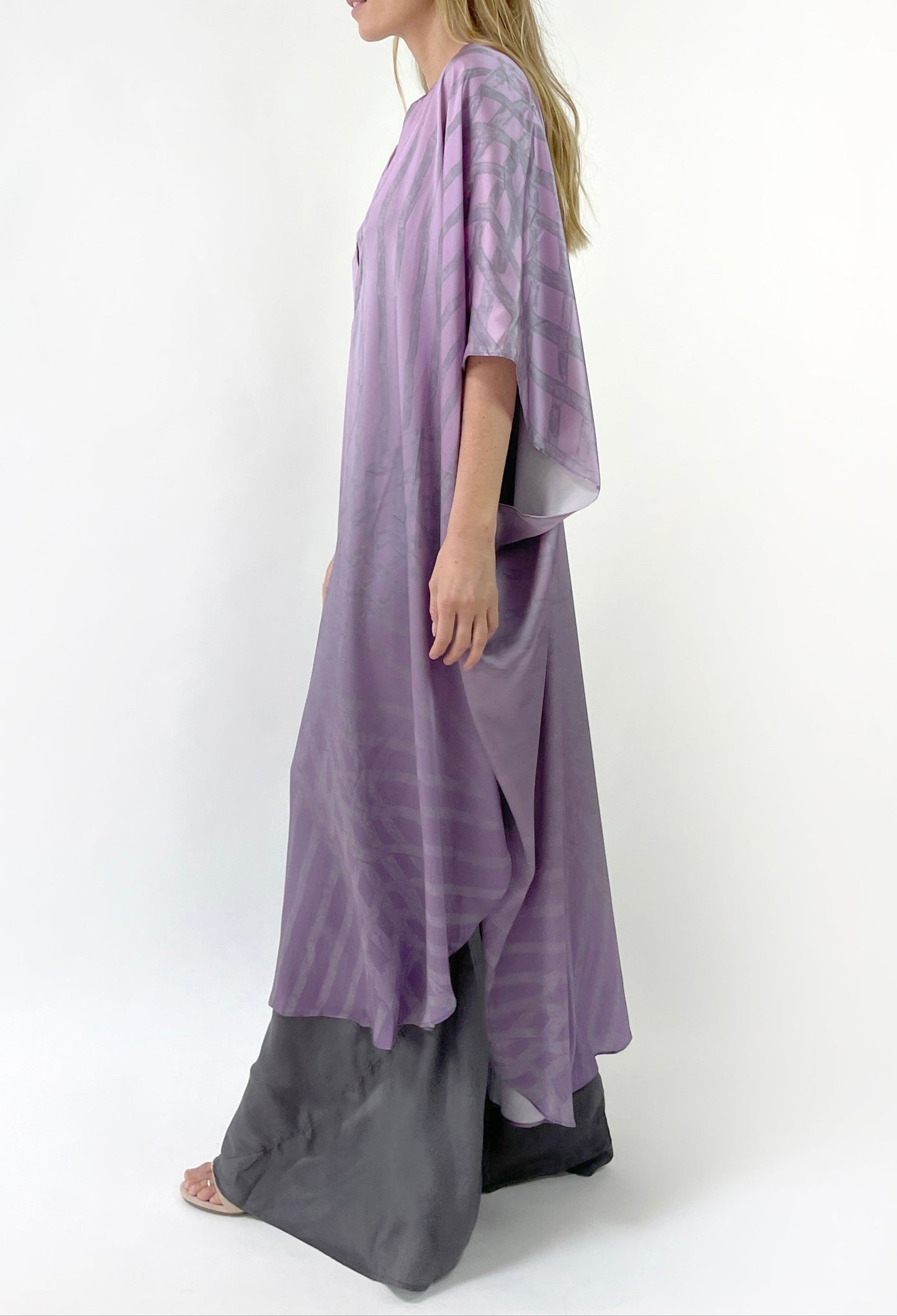 Luna Silk Caftan | Violet - Side
