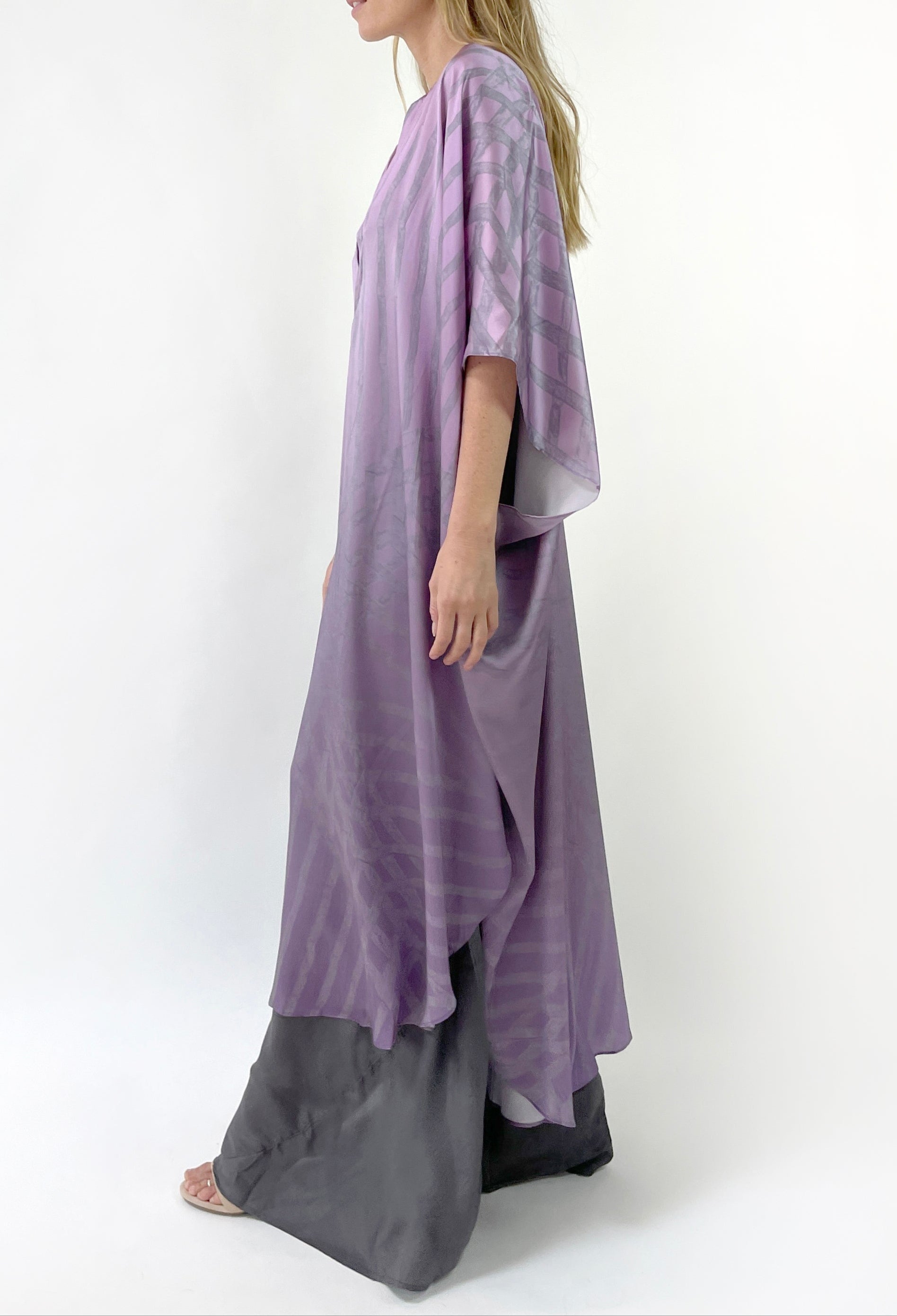 Luna Silk Caftan | Violet - Side