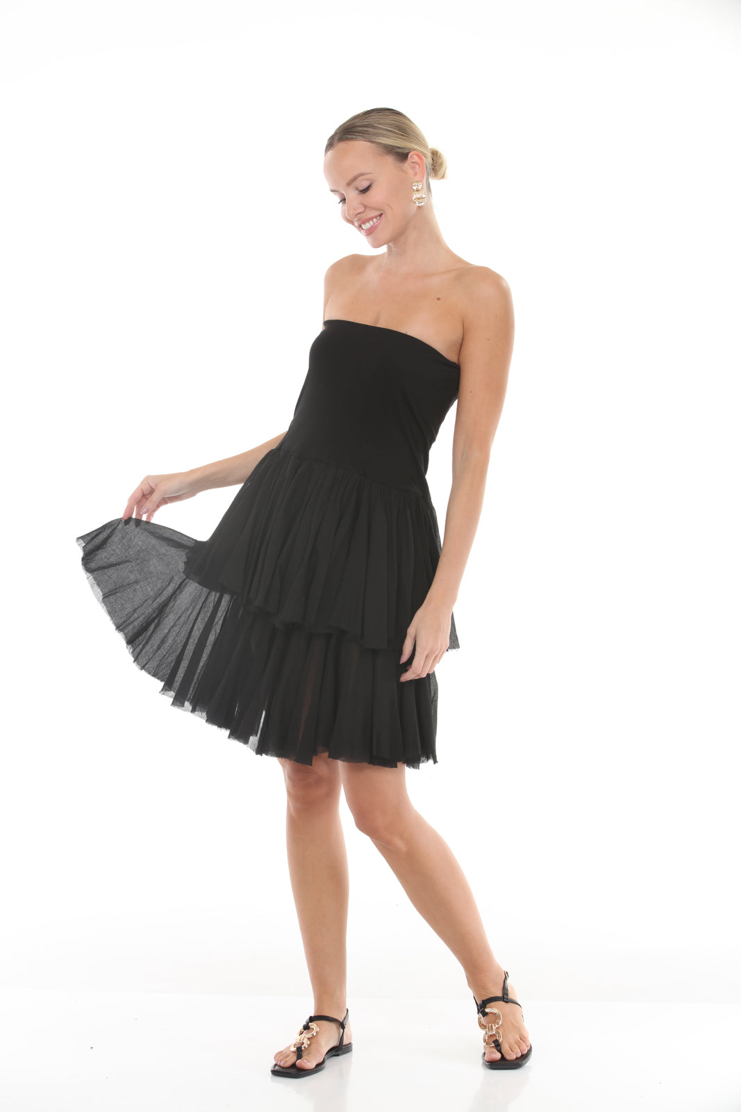 Mini Ruffle Dress | Black - alt