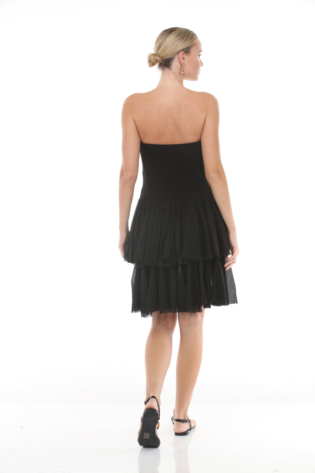 Mini Ruffle Dress | Black - back