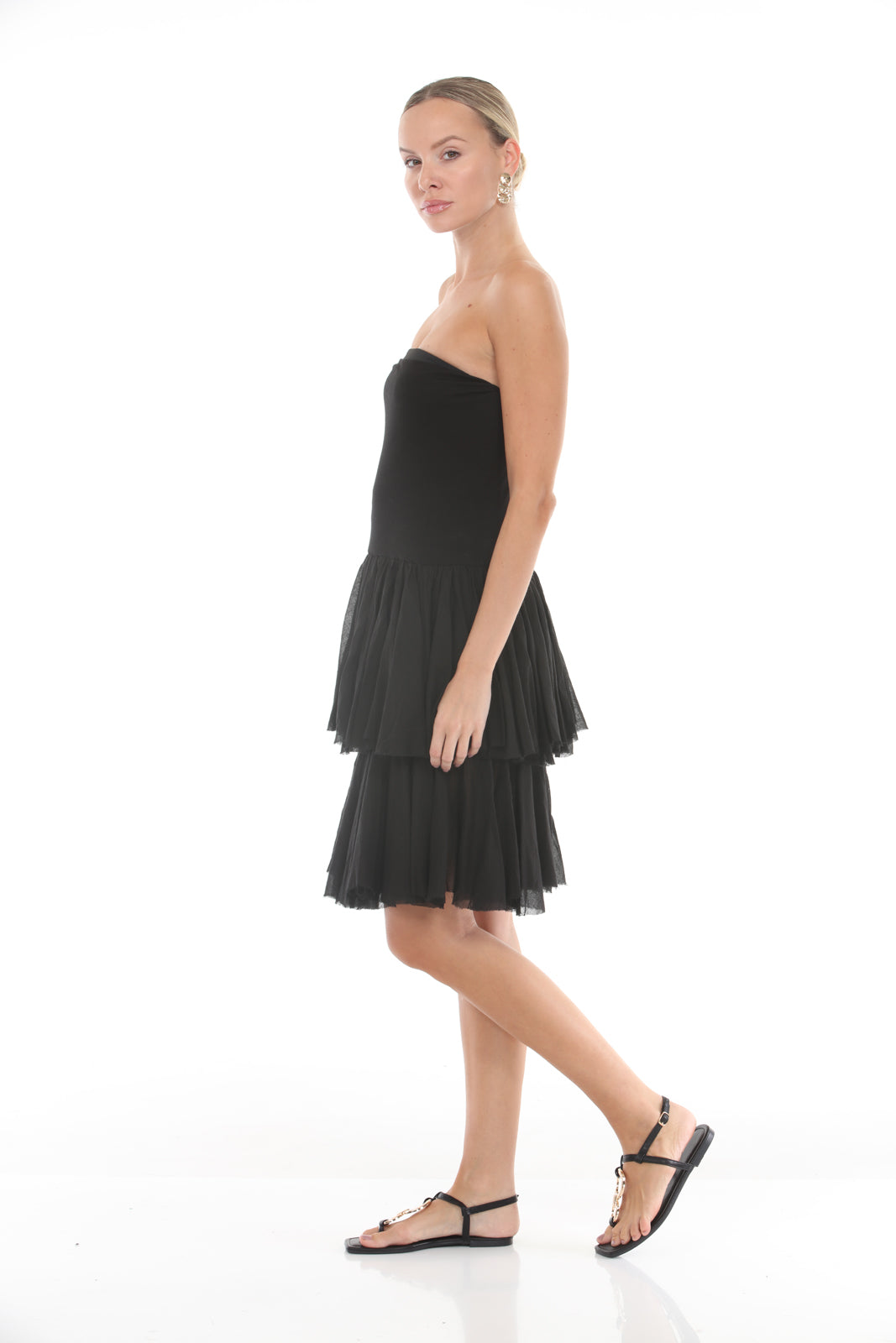 Mini Ruffle Dress | Black - side