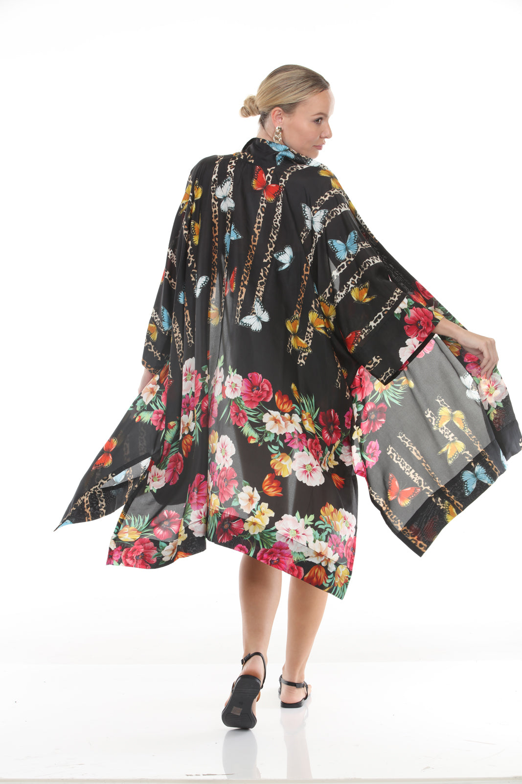 NATALY KIMONO PRINTED | BLACK back
