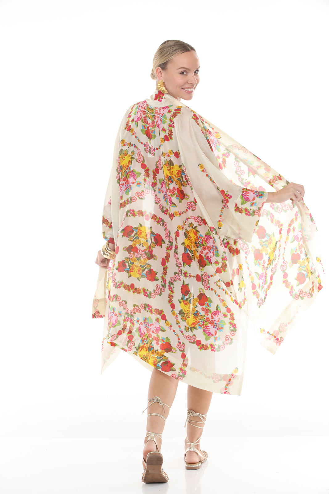 NATALY KIMONO PRINTED | CREAM back alt