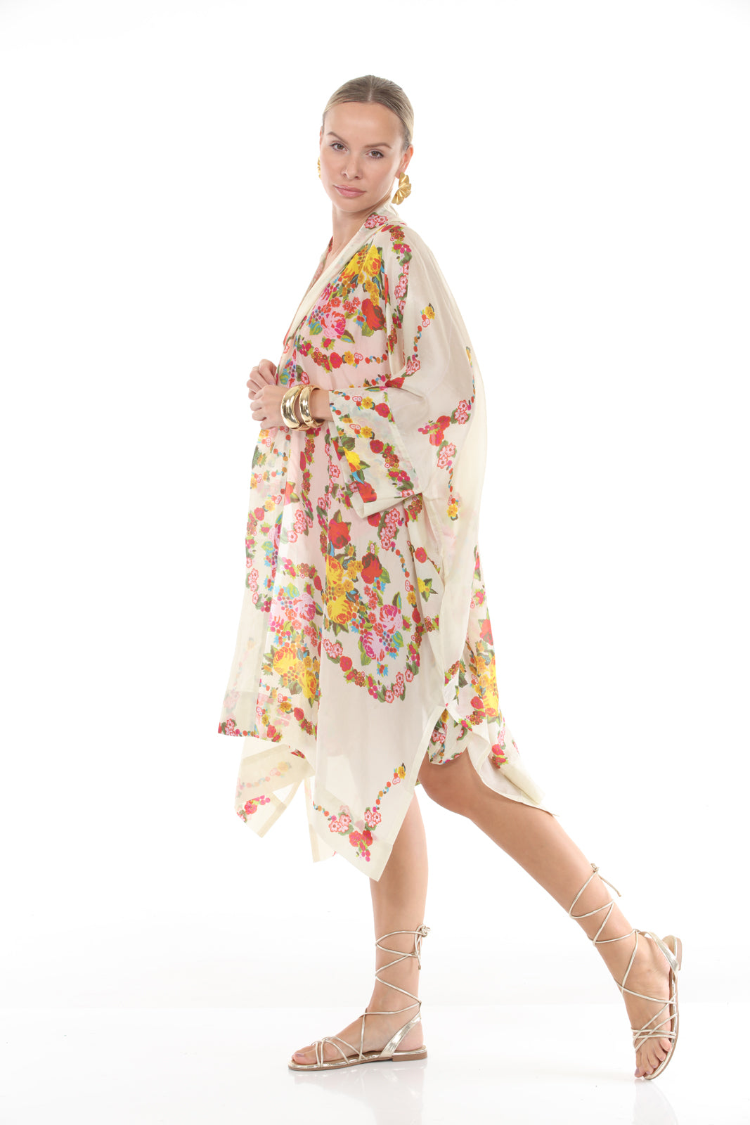 NATALY KIMONO PRINTED | CREAM side