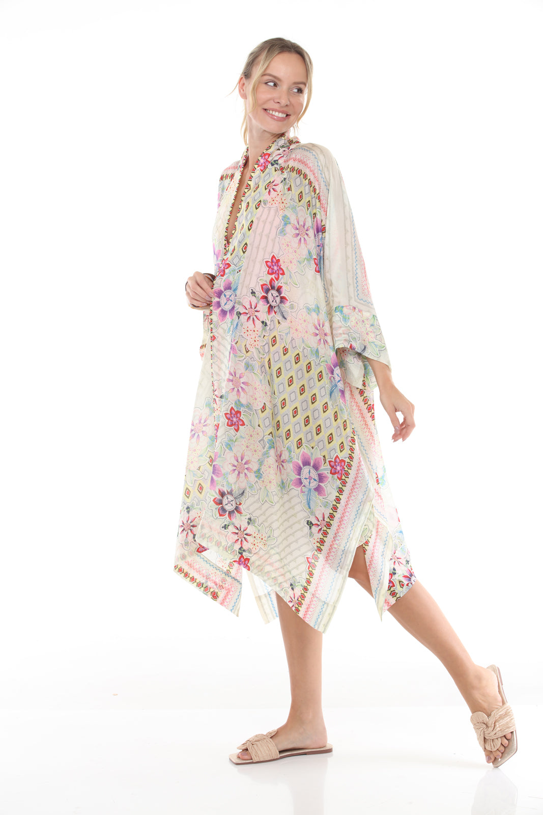 Nataly Kimono Printed | White - side