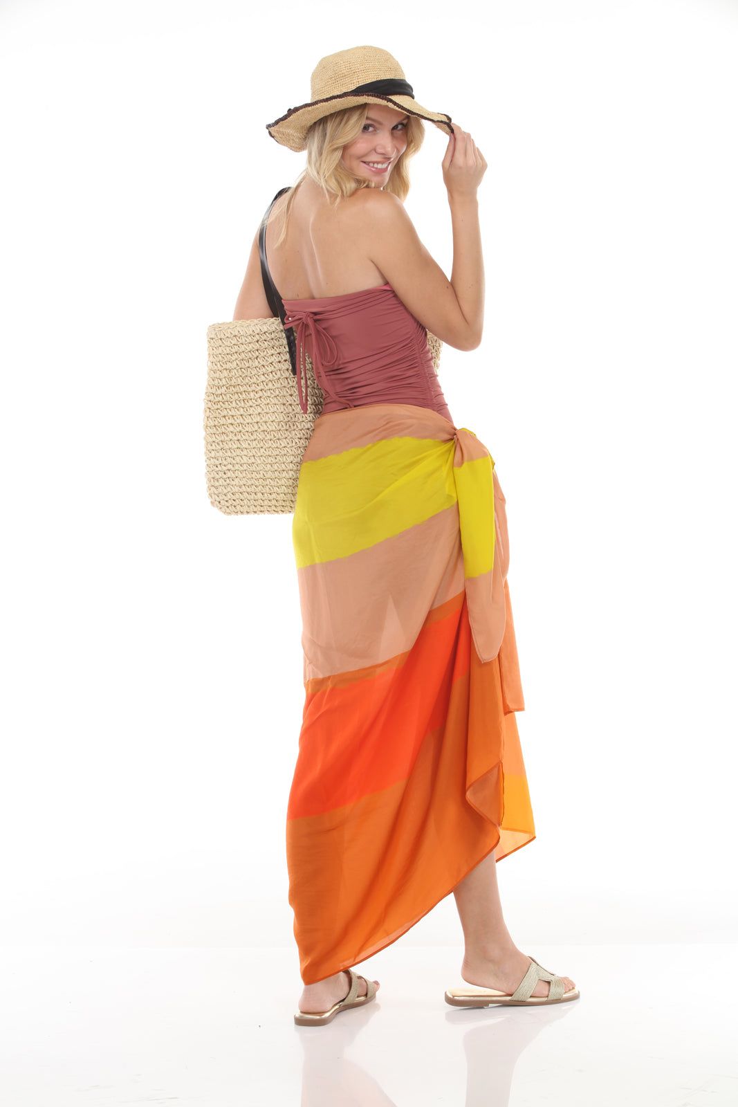 Pareo Abstract Stripe | Orange/Rust back