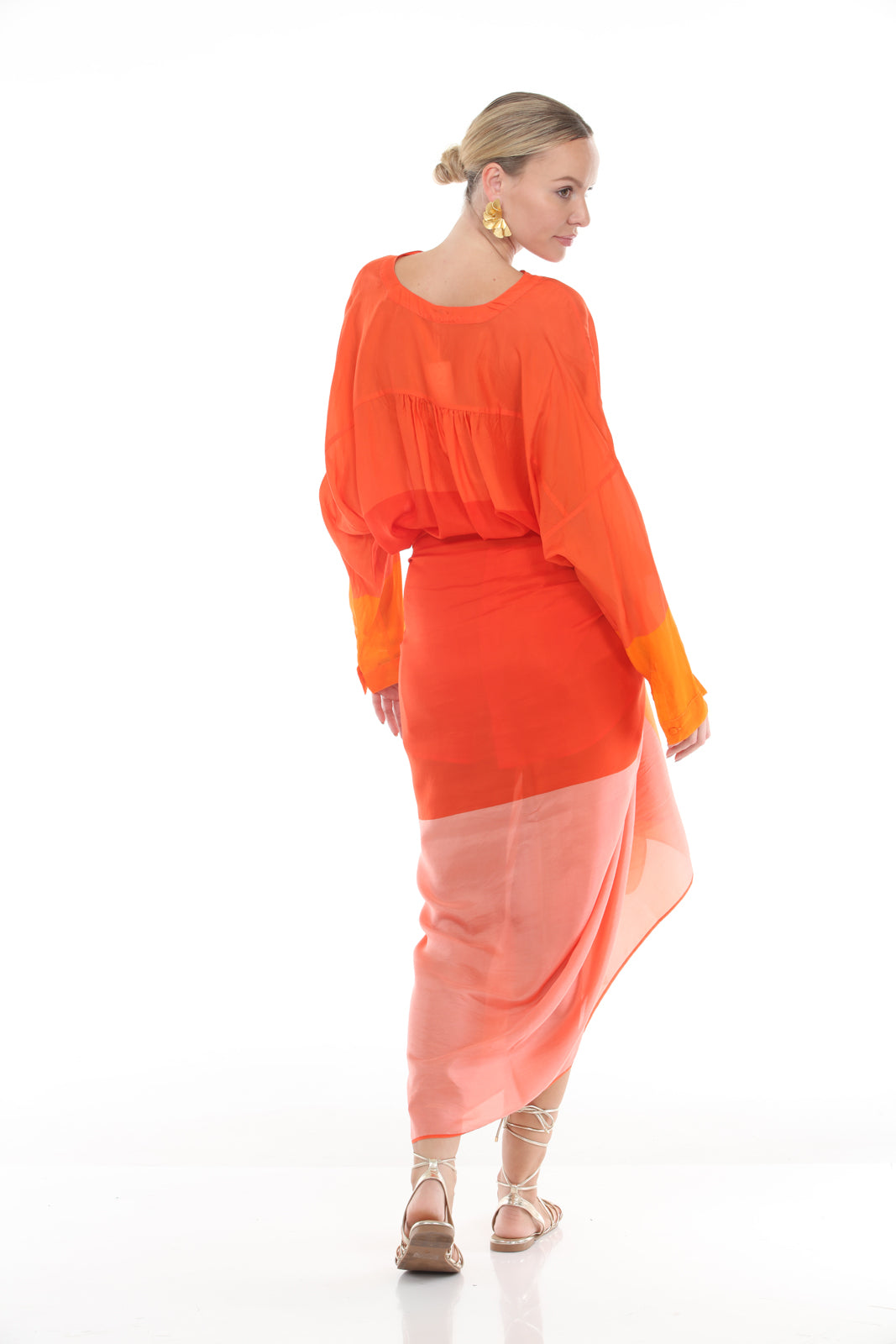 Pareo Rectangle Edge | Orange/Coal - back