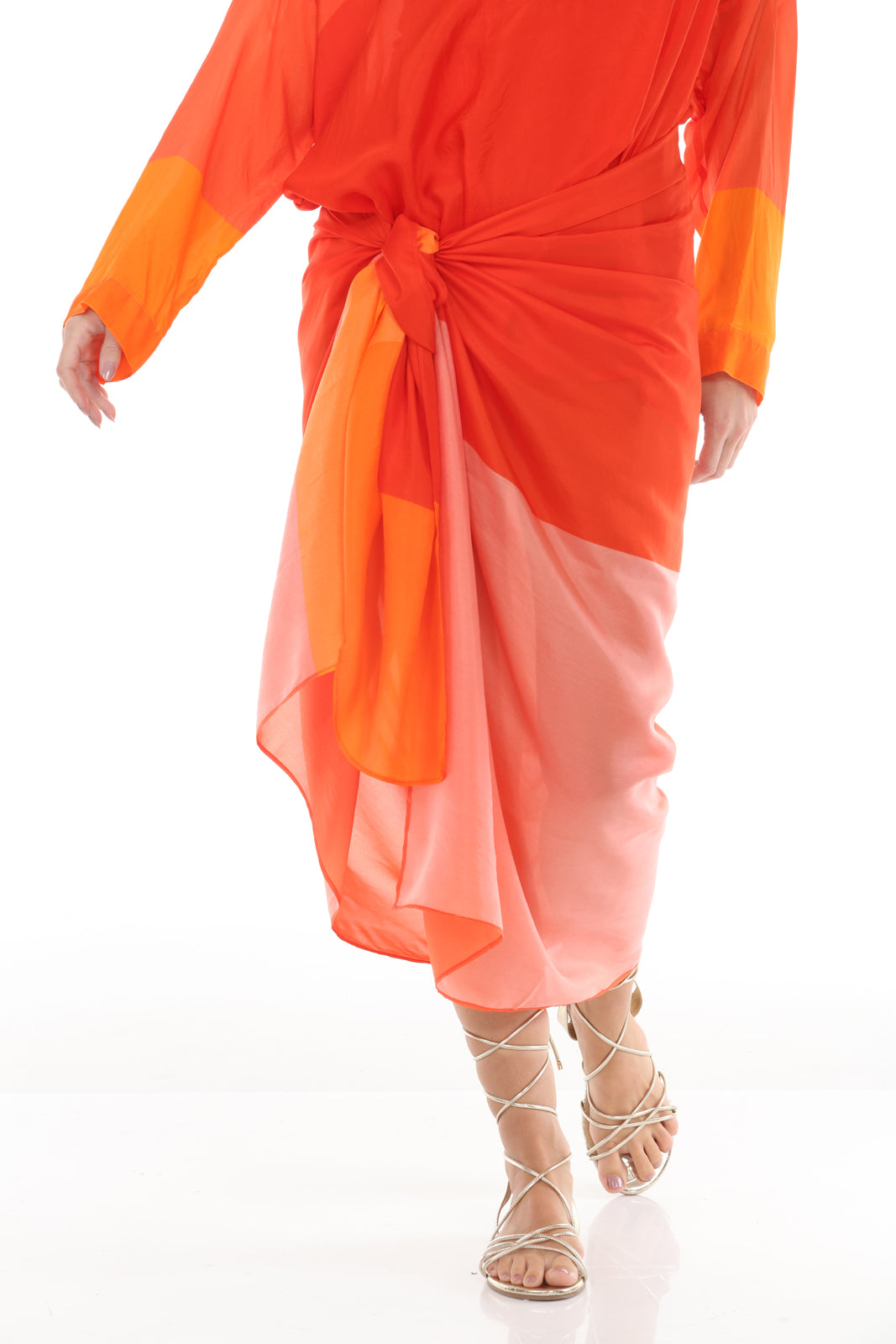 Pareo Rectangle Edge | Orange/Coal - front bottom closeup