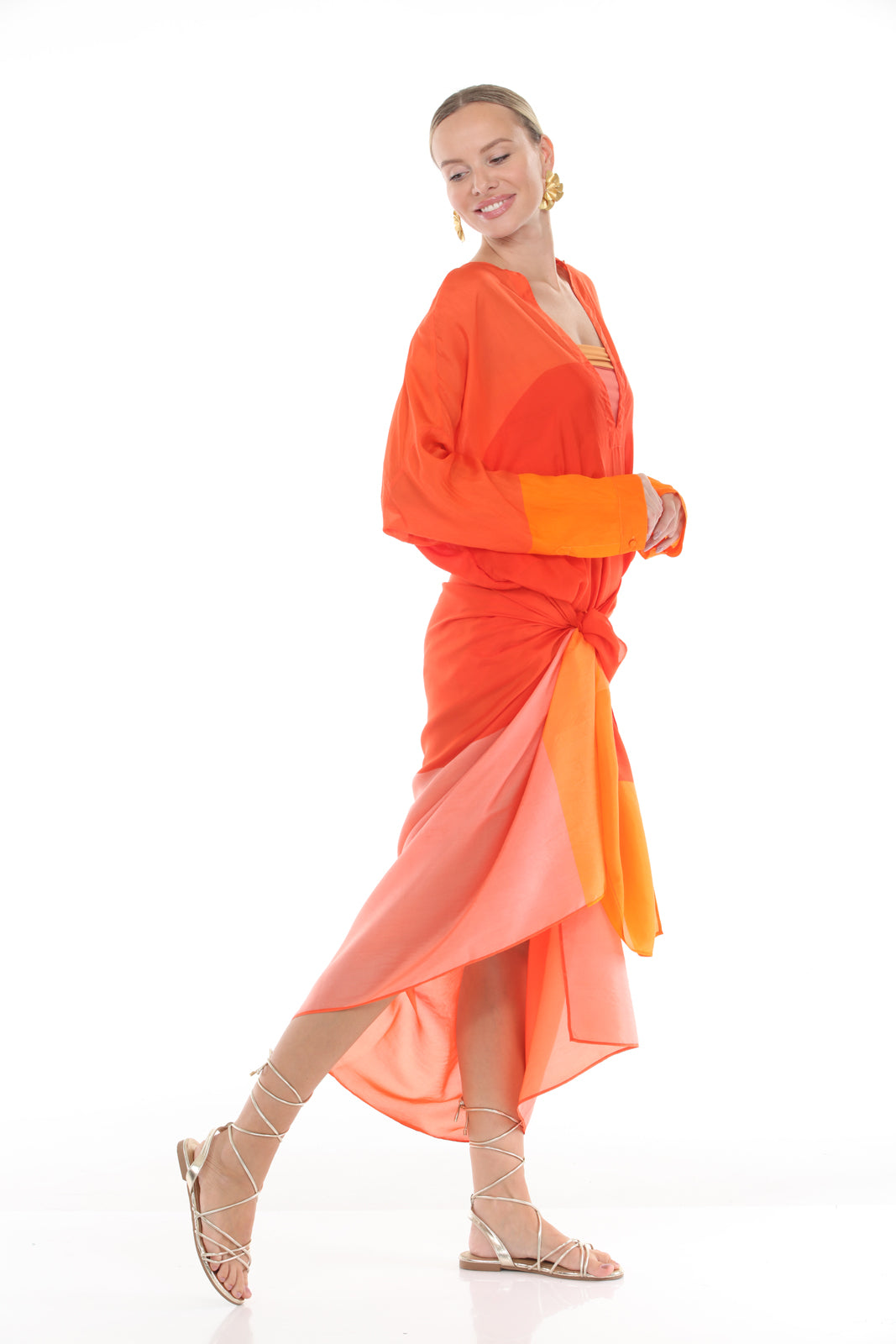 Pareo Rectangle Edge | Orange/Coal - side