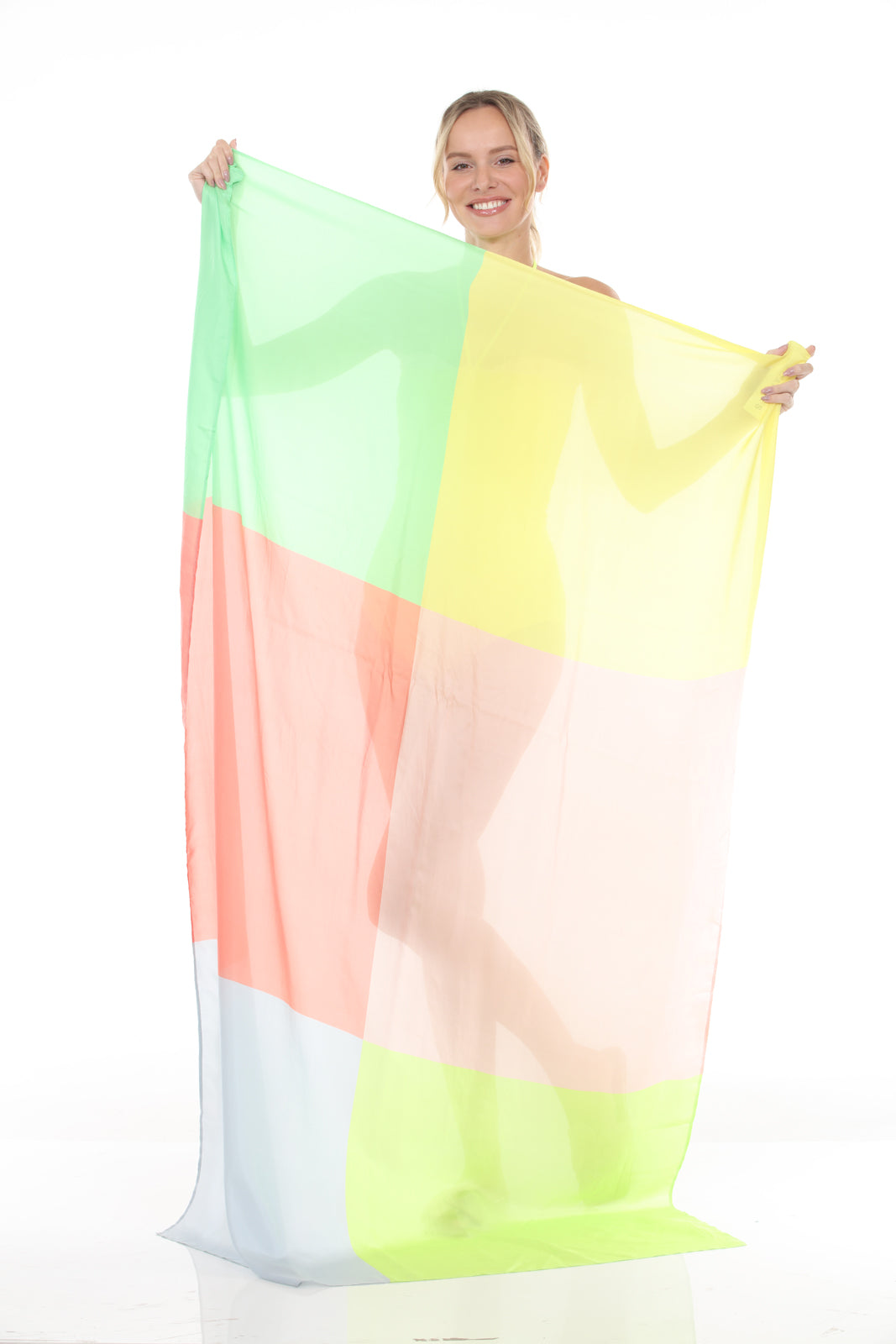 Pareo Squares Circus | Peach/Lime/Grey alt